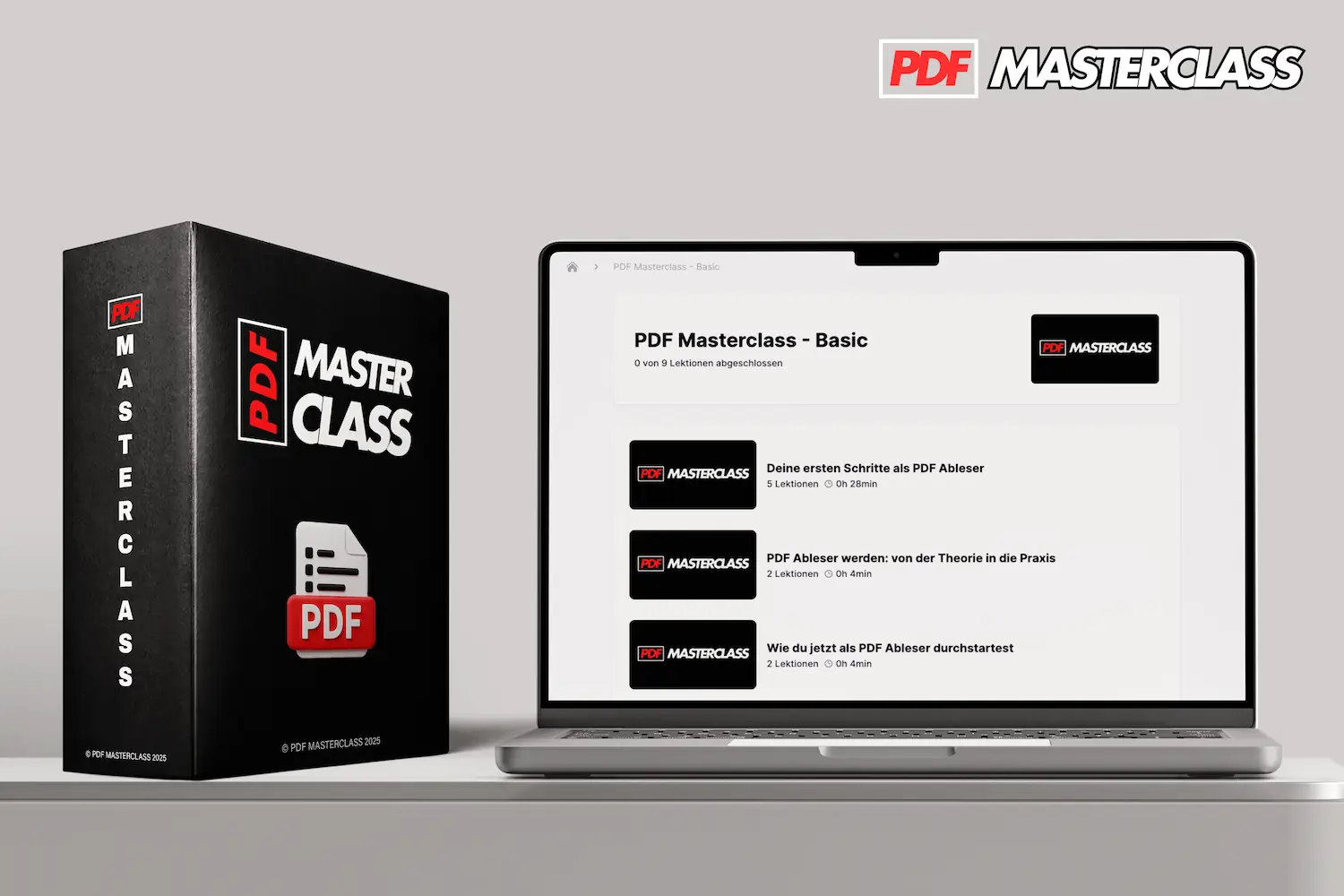 PDF Masterclass Produktbild - Kurs und Laptop